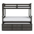 thumbnail image 2 of FOA Hammon Wood Twin over Full Bunk Bed with Trundle and Drawers in Stain Gray, 2 of 12