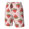 thumbnail image 6 of Uemuo Hand Drawn Watermelon Pattern Men's Swim Trunks Hawaiian Beach Bathing Suit Swimsuits Beach Quick-Dry Shorts with Pockets-Small, 6 of 9