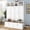 White, variant on Farmhouse Hall Tree with Open Compartments, 4-in-1 Entryway Bench with Storage Cabinets, Modern Coat Rack with 4 Hooks for Hallway Entryway