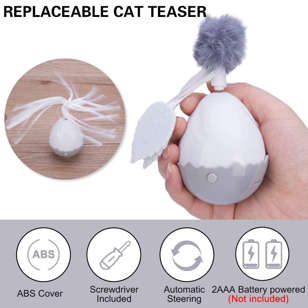 EIMELI Cat Automatic Rotation Tumbler Toys With Tassel Fuzz Ball Feather Tease Cat Stick Kitten Dangler Rod Interactive Toys In Pet