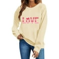 thumbnail image 6 of Valentine's Day Sweatshirt Women Oversized Love Graphic Crewneck Cute Romantic Casual Shirt Beige,Size L, 6 of 6