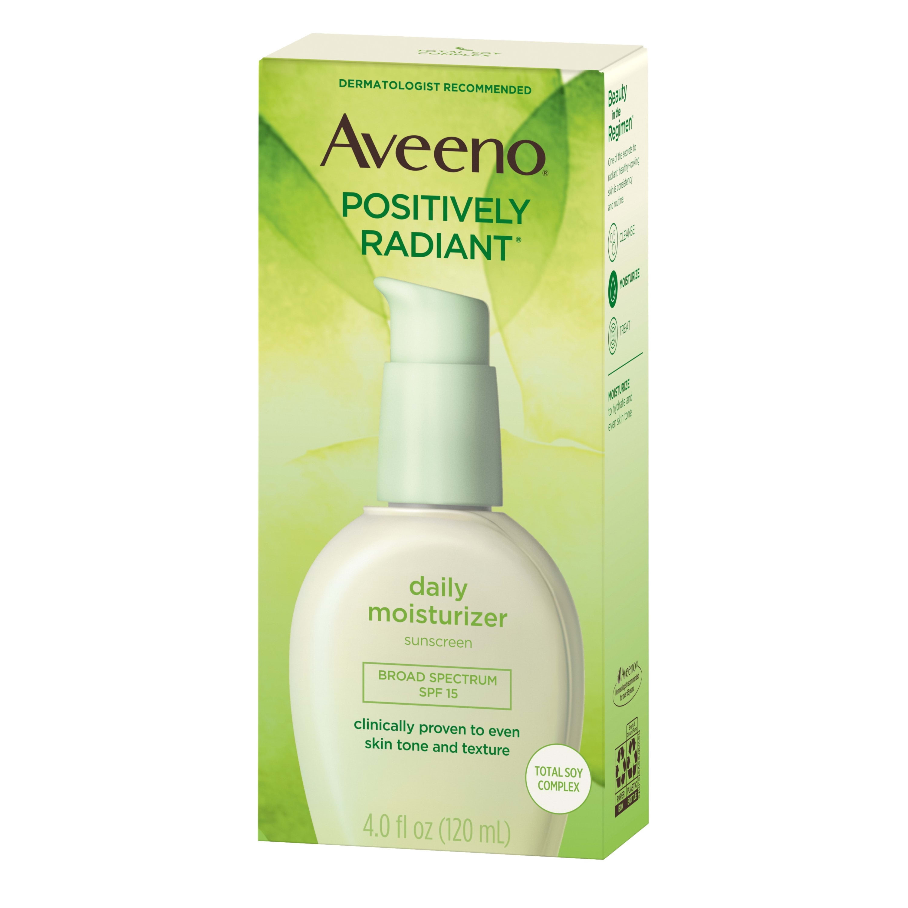 Aveeno Positively Radiant Daily Face Moisturizer SPF 15, Skin ...