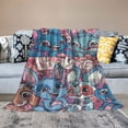 thumbnail image 2 of Nawypu Blue Pink Alien Monster Plush Flannel Blanket Lightweight Soft Cozy Fuzzy Warm Throw for Couch Sofa Bedroom Living Room, 2 of 6
