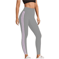 thumbnail image 3 of Tummy Control Compression Leggings for Women, High Waist Workout Running Yoga Pants Gray Pink XXL, 3 of 8