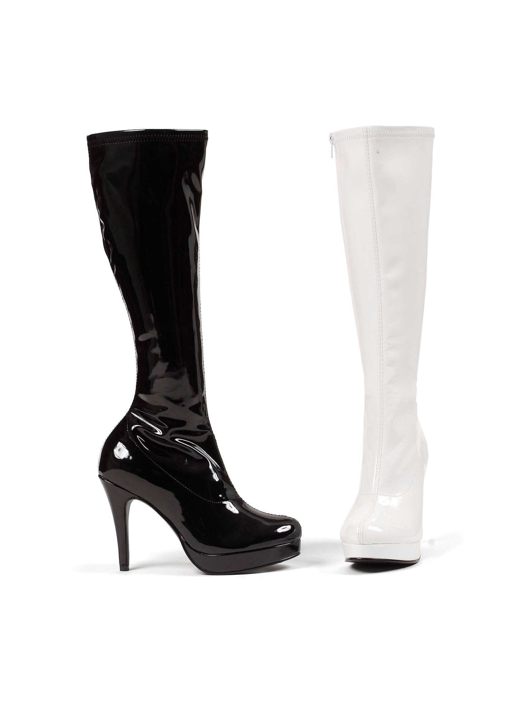 Ellie Easy White Combat Lace Up Zipper Gothic Costume Punk Boots 5" Heels Shoes