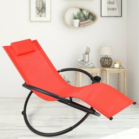 tragbare liegestuhl schaukelliege gartenliege klappbare abnehmbarer kopfstuetze relaxliege costway getraenkehalter rocking