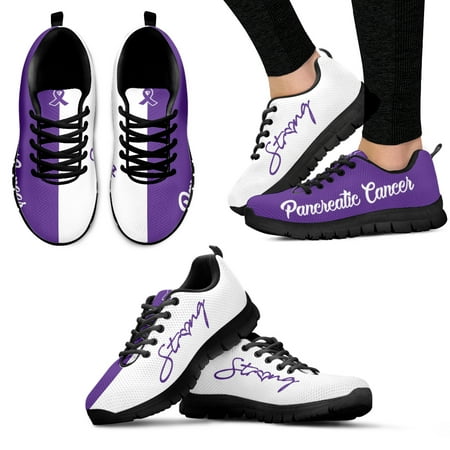 

Pancreatic Cancer/cystic Fibrosis Shoes Purple Ribbon Design Lightweight Lace-up Outdoor Sneakers Casual Seakers