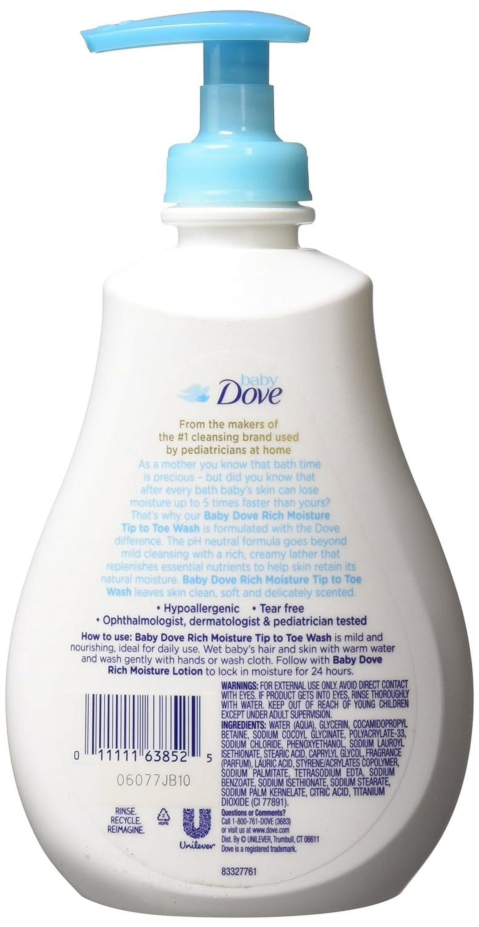 Baby Dove Rich Moisture Tip to Toe Wash and Shampoo 13 oz, Pack of 4