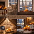 thumbnail image 6 of WYZworks LED Metallic Mirrored Tinted Gold Glass Flickering Dimmable Flameless Candles - Set of 3 with Remote Control, 6 of 10