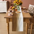 thumbnail image 2 of Ombre Waves Table Runner - 48 Inch Long Abstract Art Gradient Brown Modern Cotton and Linen Blended Dress Scarves Farmhouse Table Runner for Kitchen Dining, Coffee Table, 13" x 48", 2 of 8