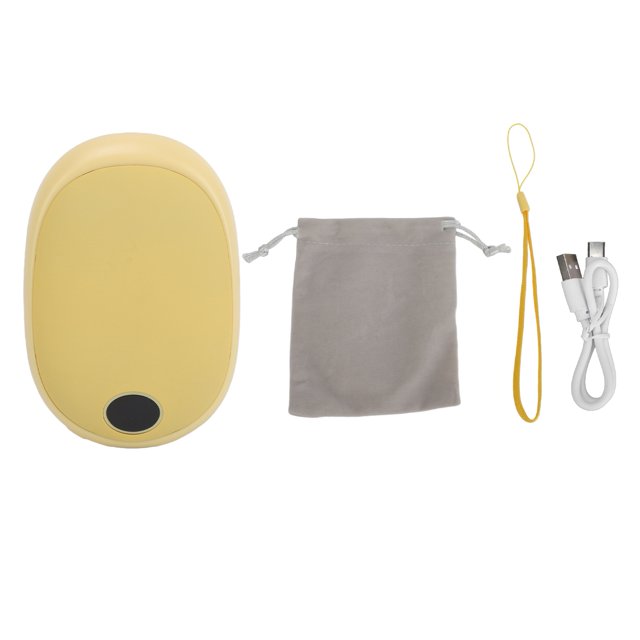 Calentador de manos electrónico Temperatura ajustable Pantalla LCD Portátil Recargable USB Mini calentador de manos para invierno Amarillo
