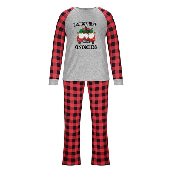 Azrian Christmas Men Dad Printed Blouse Round-Neck Tops Pants Family Matching Pajamas Set