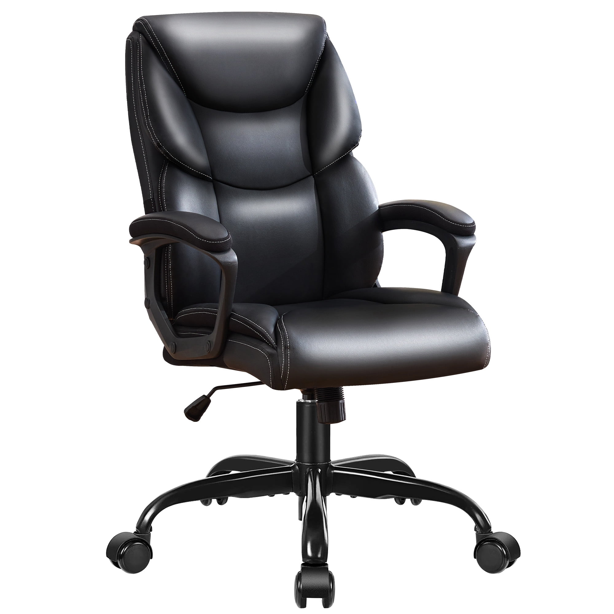 JONPONY Leather Office Chair, Big and Tall Office Chair 400LBS Wide Seat Ergonomic Computer Desk Chair High Back Executive Leather Chair Adjustable Task Chair, Black