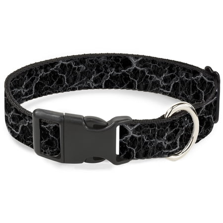 Buckle-Down Pet Collar Dog Collar Plastic Buckle Marble Black Charcoal Gray 8.5 to 12 Inches 0.5 Inch Wide