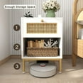 thumbnail image 5 of iSunirm Nightstand Set of 2, Rattan Night Stands for Bedroom Set of 2, Mid-Century Modern Nightstand with Drawer, Bedside Table for Bedroom, Boho End Table Bedroom, White, 5 of 8