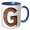 Blue/White, variant on 3drose, Urban Image of Rusty Metal Monogram Letter G, 11oz Magic Transforming Mug