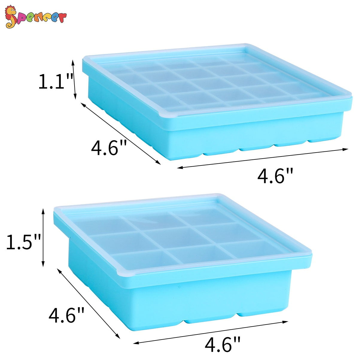 2X Silicone Ice Cube Trays 1Inch Ice Tray Small Cube, 40 Cavities