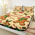 thumbnail image 3 of Homewish Kawaii Gingerbread Man Queen Sheet Set (4-Piece) Christmas Beige Brown Decor For Girls Kids, 3 of 7