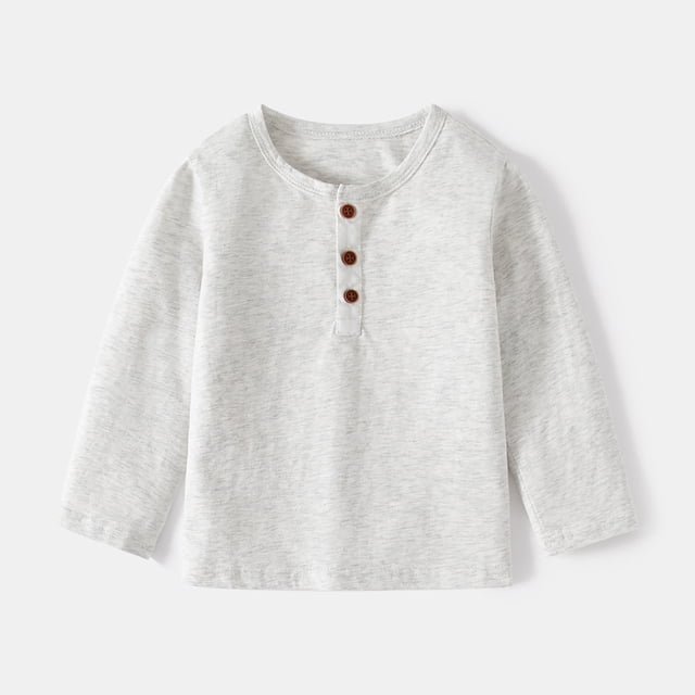 T-shirts Garçons Enfants Gris Clair Manches Longues Col Rond Tee-Shirt Garçon Mode Garçons 4-5 Ans
