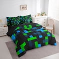 thumbnail image 3 of Homewish Boys Girls Pixelated Miners Twin Bedding Sets 7-Piece,Geometric Plaid Bedding Comforter Set Microfiber,Building Blocks Breathable Sheet Sets,Luxury Bedroom Decor,Reversible, 3 of 8