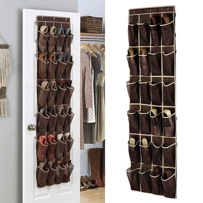 24-Pockets Over Door Hanging Bag Shoes Toys Storage Organiser Rack Hanger FA 