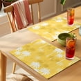 thumbnail image 4 of Tropical Palm Tree Placemats Set of 6 Yellow White Plants Coastal Leaf Beach Place Mats Indoor Wipeable Table Mats Washable Cloth Dining Table Placemats for Kitchen Holiday Party Decor 13x19 Inch, 4 of 9