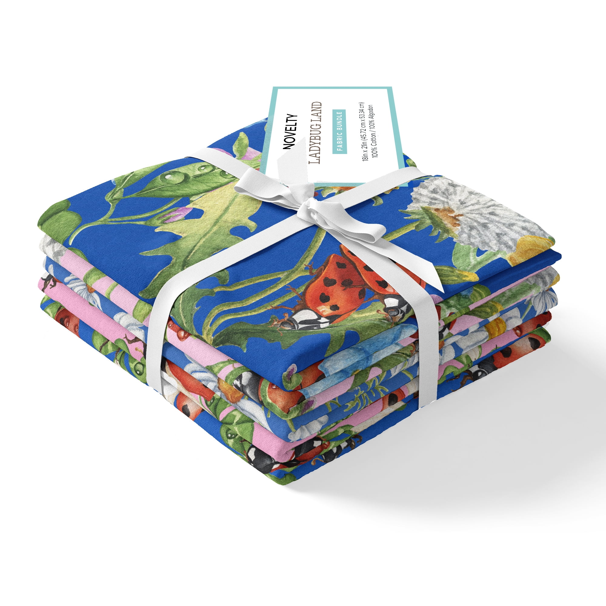 David Textiles 18" x 21" 100% Cotton Ladybug Lane, Multi-color, for Quilting & Sewing, 5 Pieces