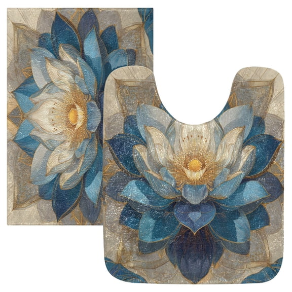 RMDQTR 2PCs Bathroom Rugs Set Plush Toilet Base Mat 16" × 24" Bath Mat and 20" × 24" U Shape Soft Rugs Non Slip Absorbent