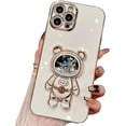 thumbnail image 1 of Compatible con funda de iPhone, diseño de astronautas, purpurina, brillo, líquido, arena movediza, galvanizada, soporte, soporte, funda a prueba de golpes (blanco, iPhone 13), 1 of 7