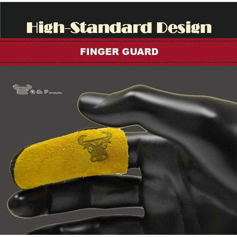 G & F Cowhide Leather Finger Guard, Size: Large, Yellow