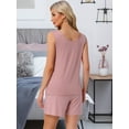 thumbnail image 4 of DARING DIVA Cotton Loungewear Tank Shorts Casual 2 Pieces Pajamas Set S Pink, 4 of 7