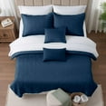 thumbnail image 3 of Clara Clark Quilt Sets, 5 Piece Lightweight Reversible Quilt Bedspread, Ellipse Weave Coverlet Bedding Set, King Navy, 3 of 9