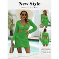 thumbnail image 7 of STARVNC Women V Neck Hollow Out Open Back Long Sleeve Knitted Mini Dress, 7 of 7