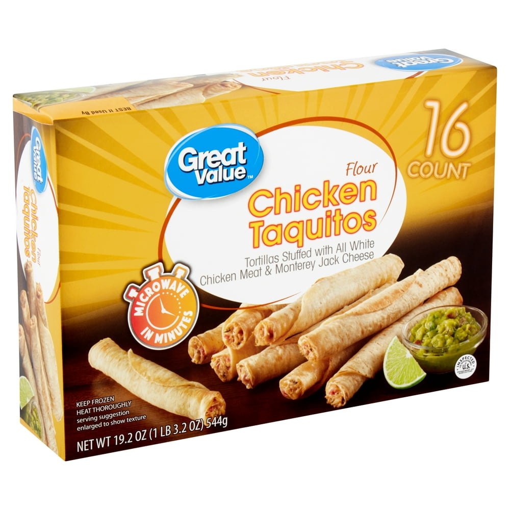 Great Value Flour Chicken Taquitos, 16 count, 19.2 oz
