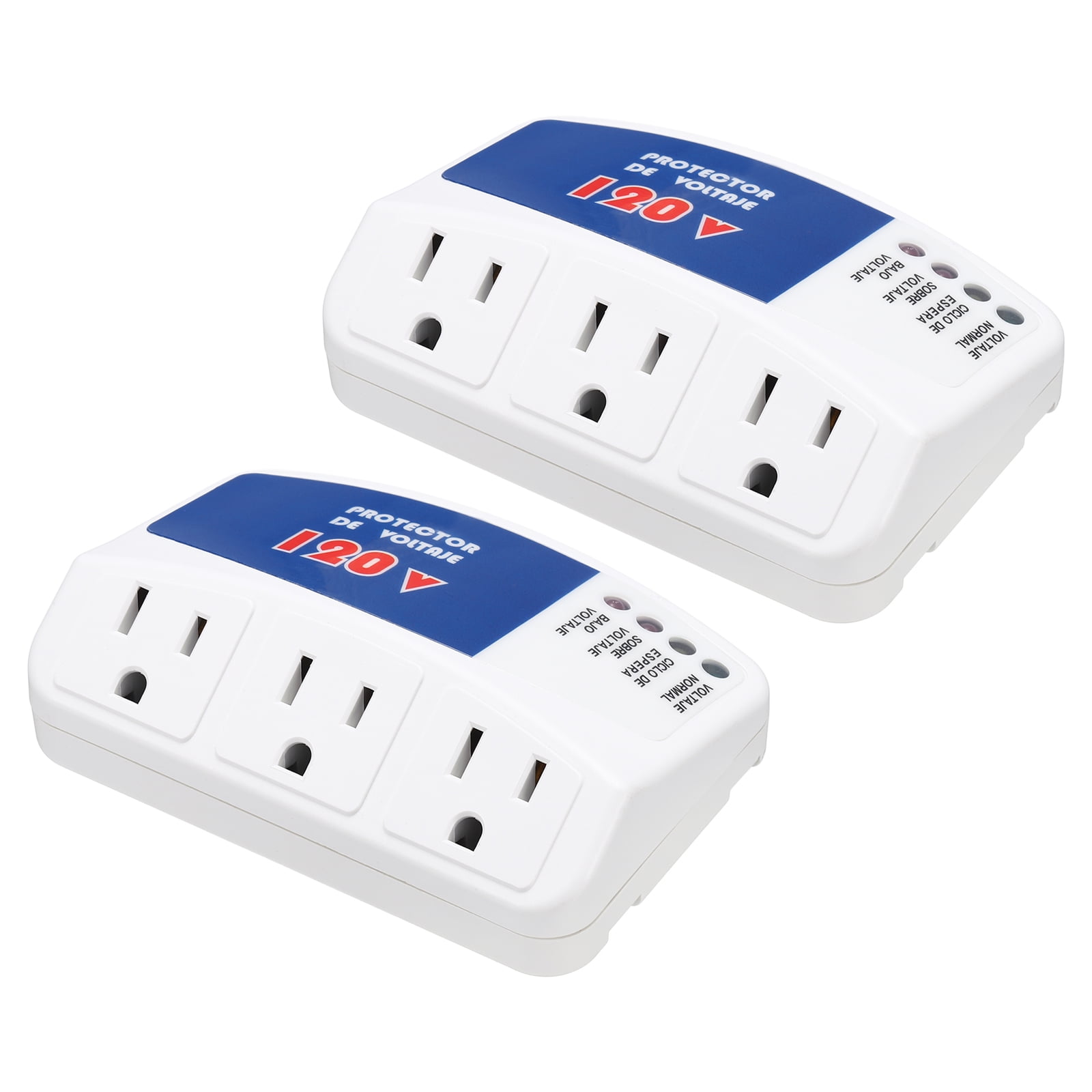 Uxcell Surge Protector Home Appliance 1800W 120V 15A 2 Pcs, 3-Min 3 Outlet Delay Voltage Protector, 4 LED Indicator, Overload Short Circuit Protection for Refrigerator AC Air Conditioner
