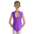 thumbnail image 4 of YiZYiF Kids Girls Glittery Rhinestone Gymnastics Leotard Keyhole Back Mesh Sleeveless Dance Bodysuit Purple 8, 4 of 7