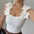 thumbnail image 4 of YTCAMLO 3D Floral Womens Camisole Tops Dressy Ribbed Sleeveless Crew Neck Undershirts Stretchy Breathable Summer Going Out Tops, 4 of 8