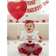 thumbnail image 5 of BemeyourBBs Baby Girl My First Valentines Day Outfit Long Sleeve Letters Heart Printed Romper Plaid Ruffle Skort Skirt Set Headband and Stockings 4Pcs Spring Clothes, 5 of 9