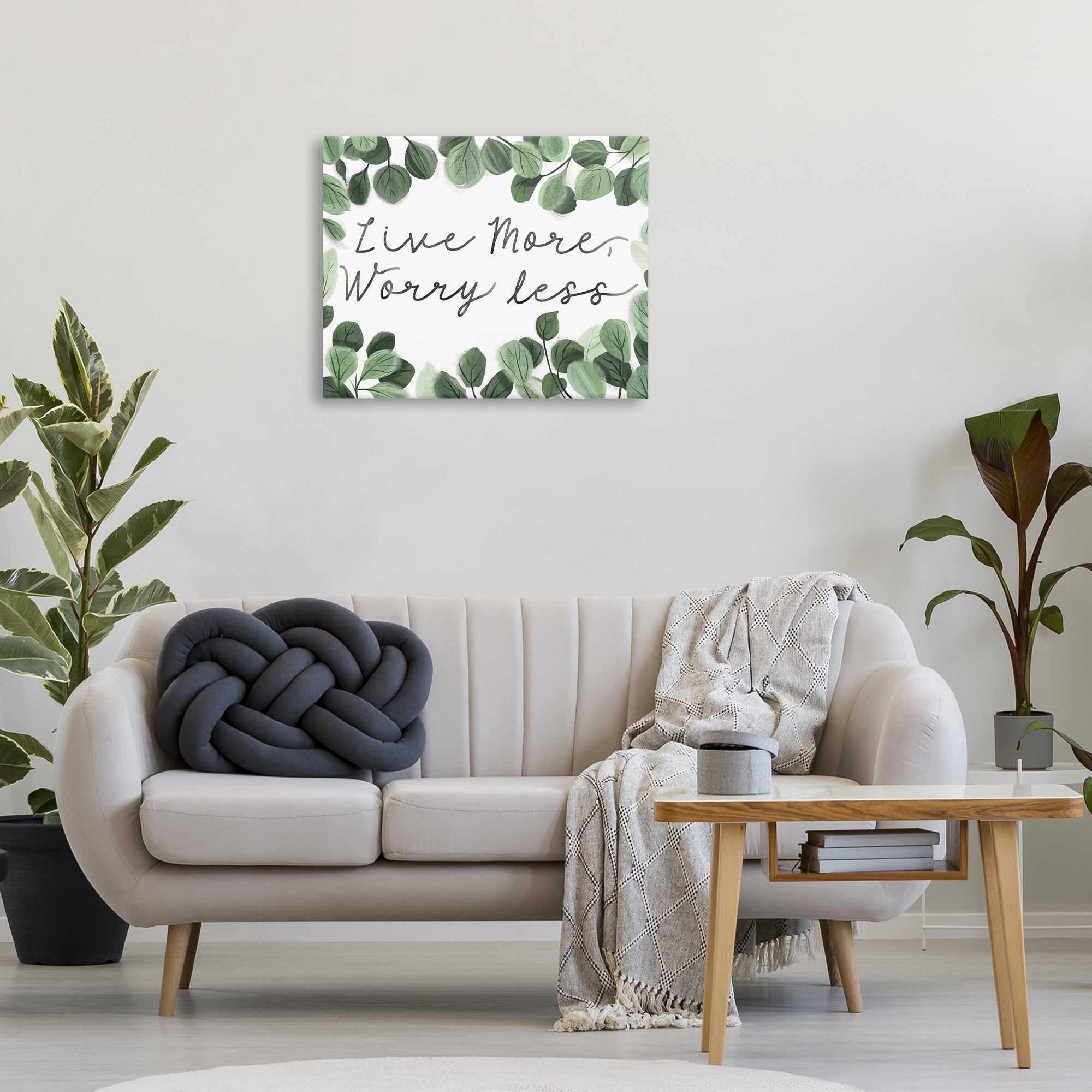 Stupell Industries Love More Worry Less Plants & Flowers Painting Wrapped Canvas Art Print Wall Art, 30 x 24