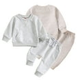 thumbnail image 2 of LYMAYTER Infant Spring Fall Sweatshirt Outfits 2PCS Boys Girls Solid Color Long Sleeve T Shirts Tops + Jogger Pants Set for 0-24 M, 2 of 8