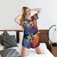 thumbnail image 5 of Bingfone Color Splash Fox Portrait Print Pajamas Sets for Women Soft Short-Sleeved Pjs with Lounge Shorts Two Piece Sleepwear, 5 of 5