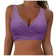 thumbnail image 2 of Hessimy Women Underwire Full Coverage Bikini Top Only Criss Cross Push Up Swim Crop Top Tie Back Bathing Suit(Z03-purple,XL), 2 of 7