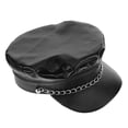 thumbnail image 3 of Moda mujer gorra Newsboy con cadena PU taxista marinero violinista Bakerboy plana Gatsby boina con visera otoño primavera invierno sombreros, 3 of 6