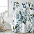 thumbnail image 6 of Polyester Fabric Watercolor Flowers Shower Curtain, Spring Floral Leaves Botanical Blue Waterproof Bathtub Curtain Bathroom Decor Set with Hooks 66 x 72 Inches, 6 of 6