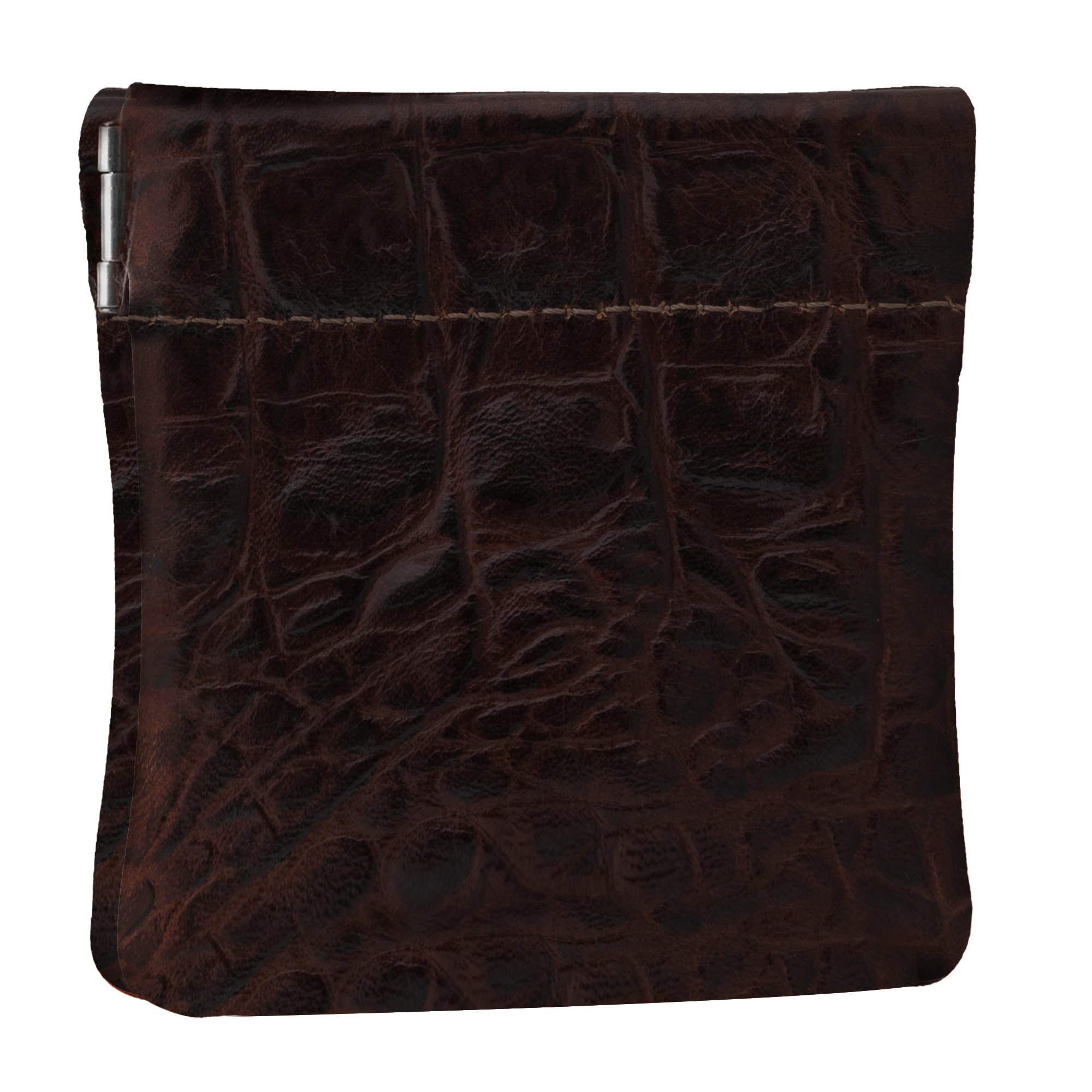 Classic Leather Squeeze Coin Purse change Holder For Men, Pouch size 3.5 in. across X 3.25 in