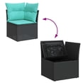 thumbnail image 6 of vidaXL 9 Piece Patio Sofa Set with Cushions Black Poly Rattan Acacia, 6 of 6