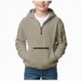thumbnail image 2 of WXFAZCVU Boys Quarter Zip Sweatshirt Hoodie Pullover Fall Outfits Casual Long Sleeve Top Kids Clothes Size 9-10 Years, 2 of 4