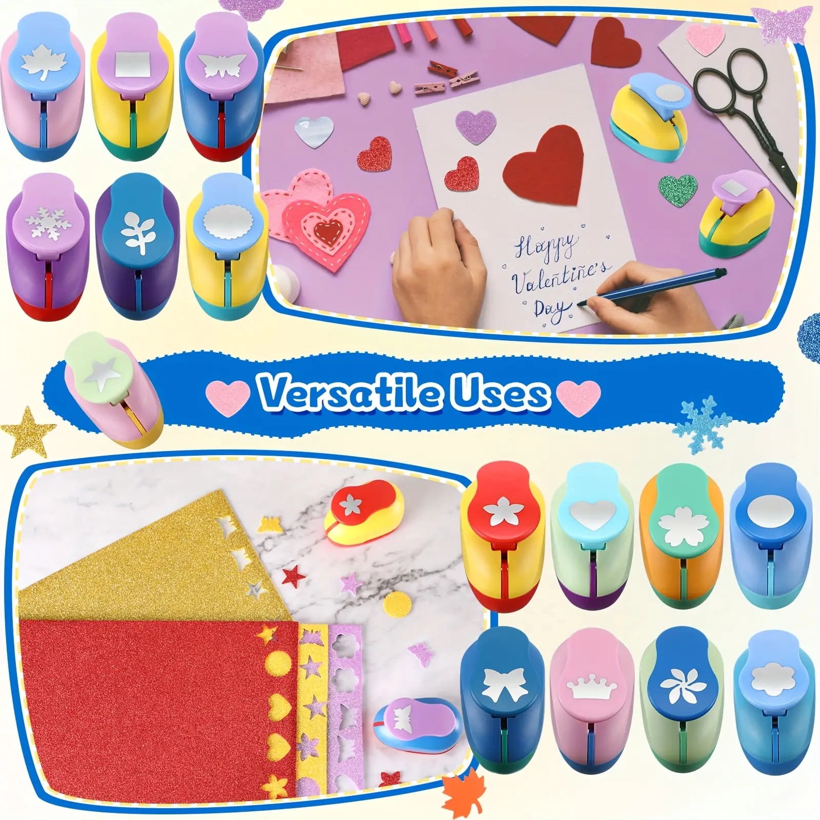 15Pcs Craft Paper Punch, Decorative Hole Punchers for Card Making Scrapbooking DIY Craft, Small Pattern Paper Cutter Tool for Spring Craft Project