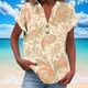 thumbnail image 2 of Vestidos Casuales Para Mujer, Blusas De Mujer De Moda Camiseta informal de manga corta con cuello en V y botones para mujer, 2 of 5