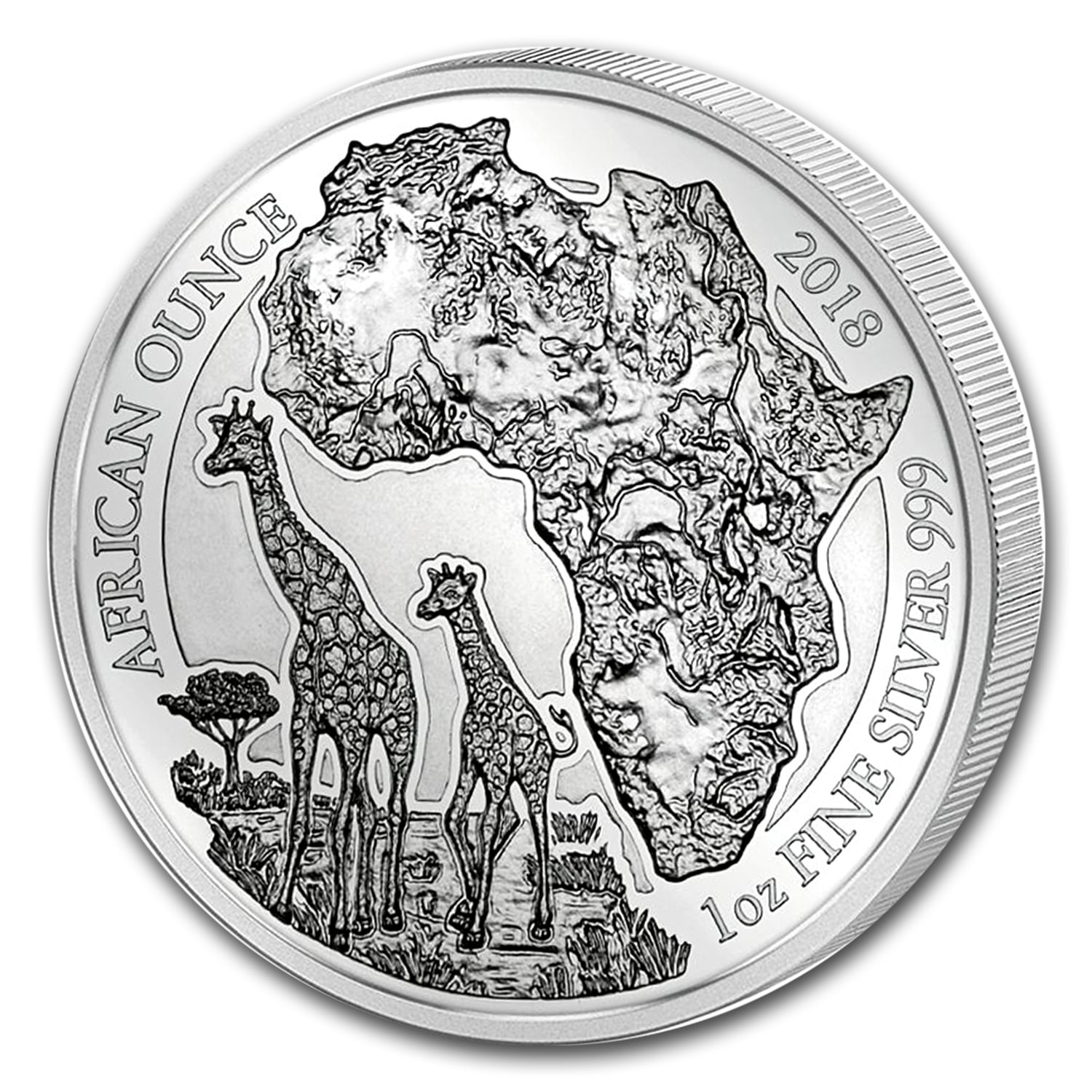 1 oz 2018 Rwanda African Giraffe Silver Coin 